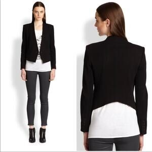 Helmut Lang Knit Gala Black Cropped Tuxedo Blazer Size P / XS